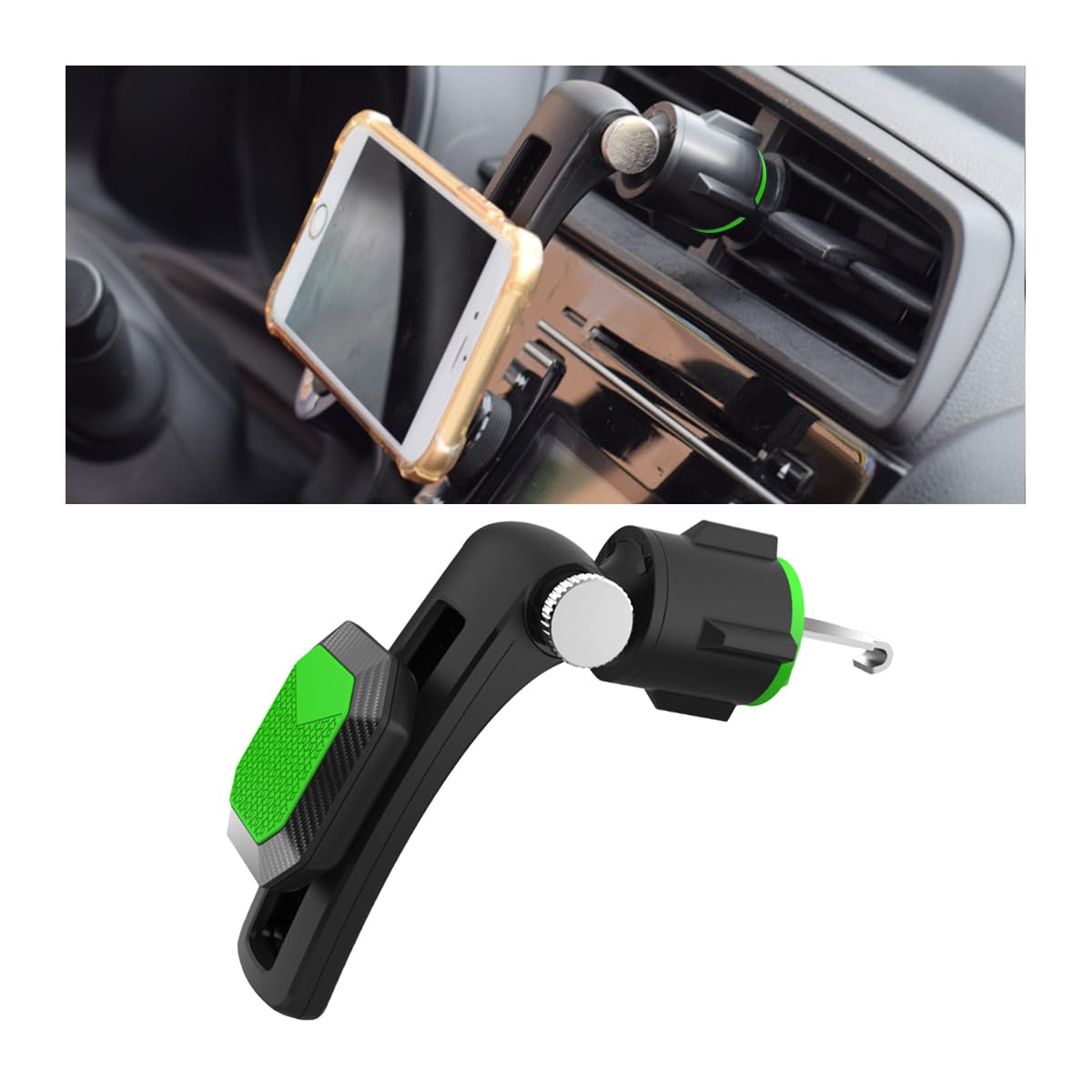 Bittwee Car Phone Holder Magnetic Auto Phone Mount for Dashboard Windshield Screen with Flexible Base Foldable Super Stable Compatible with 15 14 13 12 Pro Max & All Phones(Green/Vent)