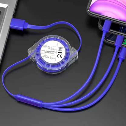 3-in-1 Retractable Charging Cable for Mobile Phones