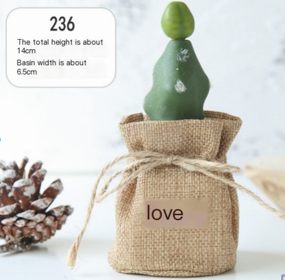 Mini Cactus Potted Plant - Artificial Desk Decoration