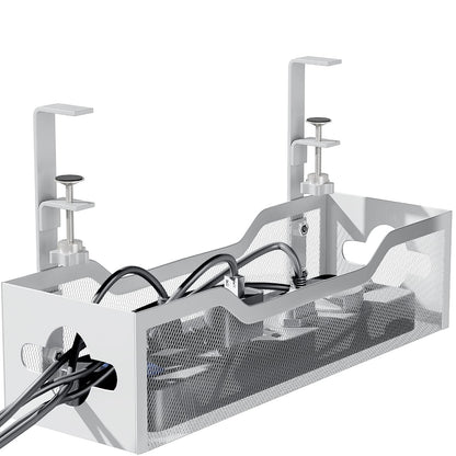 Cable Management Under Desk 13.38"- No Damage to Desk Standing Desk Cable Organizer Quszmd Under Desk Cord Organizer Under Desk Wire Management Tray White