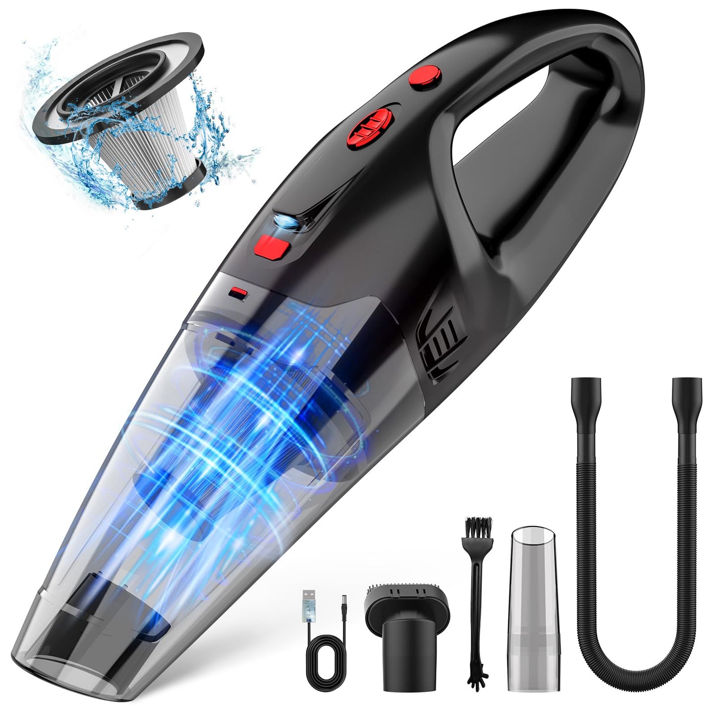 BSRCO Handheld Vacuum Cordless Rechargeable Dust Busters Cordless Rechargeable with LED USB Charge 1.65LBs Hand Vacuum Cordless Hand Vacuums for Car/Home/Pet