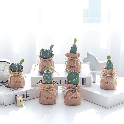 Mini Cactus Potted Plant - Artificial Desk Decoration