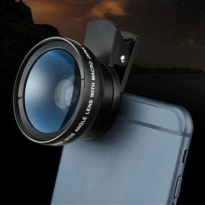 2 in 1 Cell Phone Lens Kit 0.45X Wide Angle 12.5X Macro Phone Camera Lens Professional Cell Phone Lens with Clip Detachable HD Lens with Storage Bag Compatible with Phones and Tablets(Black)